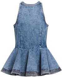 Alaïa - Denim Peplum Top - Lyst