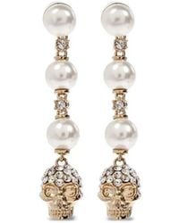 McQueen - Skull Earrings With Pearl - Lyst
