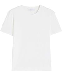 Max Mara - Tone On Tone Embroidered Logo Cotton T-Shirt - Lyst