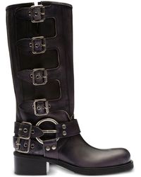Miu Miu - Buckle-detail Leather Boots - Lyst