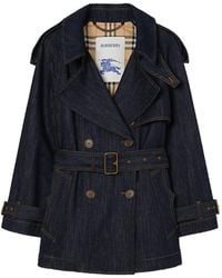Burberry - Short Denim Fitzrovia Trench Coat - Lyst