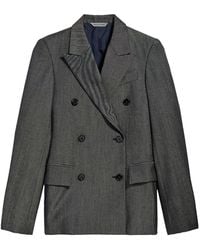 Balenciaga - Double-breasted Tailored Jacket In Denim Effect Wool Twill - Lyst