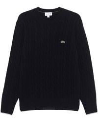 Lacoste - Cable-Knit Wool Crew Neck Sweater - Lyst