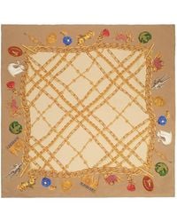Burberry - Silk Scarf With Check And Charm - Lyst