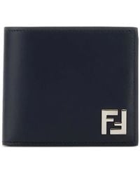 Fendi - Squared Ff Leather And Ff Canvas Compact Bi-Fold Wallet - Lyst