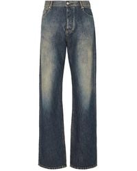 Fendi - Regular Fit Jeans In Washed Blue Denim - Lyst