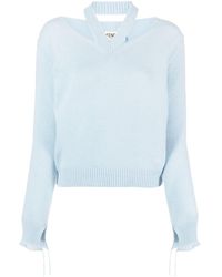 Fendi - Logo-embroidered Cut-out Fine-knit Jumper - Lyst
