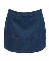 Fendi - Reverse Ff Denim Mini Skirt - Lyst