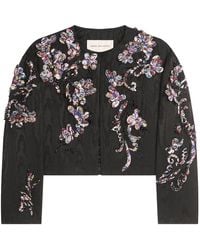 Dries Van Noten - Giacca Corta Ricamata Con Effetto Moiré - Lyst