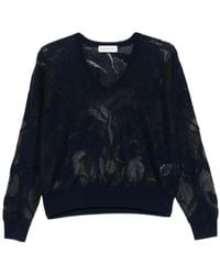 Dries Van Noten - Torion Lace Cotton V-Neck Sweater - Lyst