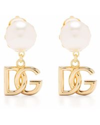 Dolce & Gabbana - Logo And Pearl Earrings - Lyst