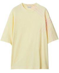 Burberry - Check Print Cotton T-Shirt - Lyst