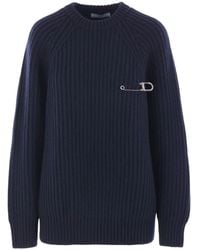 Prada - Ribbed-Knit Safety-Pin Sweater Clothing - Lyst