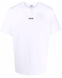 MSGM - Cotton T-Shirt With Front Printed Logo - Lyst