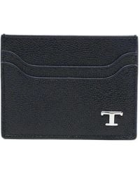 Tod's - Grained Leather Cardholder With Metal T Timeless Logo - Lyst