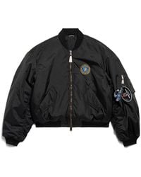 Balenciaga - Large Fit Bomber Jacket With Uniform Patch - Lyst