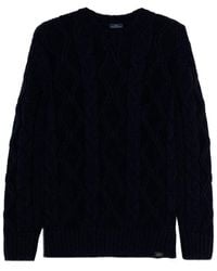 Paul & Shark - Cable Knit Crewneck Wool Sweater - Lyst