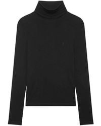 Saint Laurent - Cassandre-Embroidered Roll-Neck Jumper - Lyst
