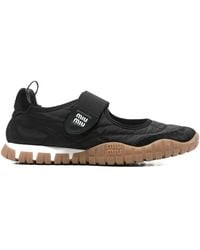Miu Miu - Tyre Technical Fabric And Suede Ballerinas - Lyst