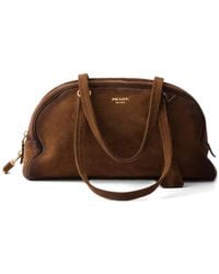 Prada - Bowling Medium Suede Bags - Lyst