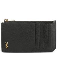 Saint Laurent - Portacarte "Fragments Tiny Cassandre" Con Zip - Lyst