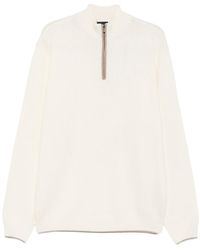 Paul & Shark - Half-Zip Wool And Cashmere Sweater With Suede Details - Lyst