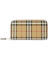 Burberry - Zippered Check Wallet Accessories - Lyst