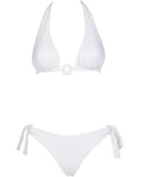 Fisico - Ruffled Triangle Bikini With Ring - Lyst