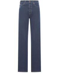 Miu Miu - Embroidered-Logo Flock Jeans Clothing - Lyst