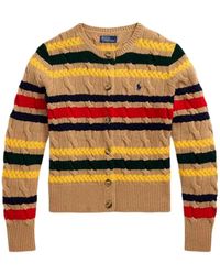Polo Ralph Lauren - Cable-knit Striped-pattern Cardigan - Lyst