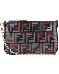 Fendi - Multicolor Ff Vitrified Fabric Chain Pouch Baguette - Lyst