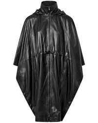 Yves Salomon - Leather Cape With Drawstring Waist - Lyst