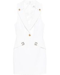 Elisabetta Franchi - Double Stretch Crepe Mini Dress With Logo Details - Lyst