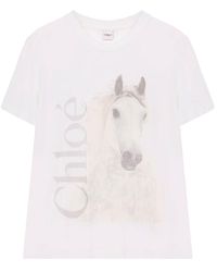 Chloé - Graphic Crew Neck T-Shirt - Lyst