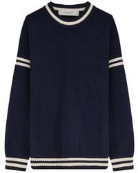 Golden Goose - Dark Blue Cotton Boxy Sweater For Men With Embroidery - Lyst
