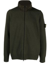 Stone Island - Compass-badge Concealed-hood Wool-blend Cardigan - Lyst