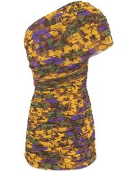Saint Laurent - One-Shoulder Floral Dress - Lyst