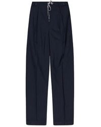 Maison Margiela - Wool Pinstripe Trousers With Drawstring Waist - Lyst