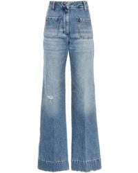 Victoria Beckham - Alina Denim Wide Camel Jean Pants - Lyst