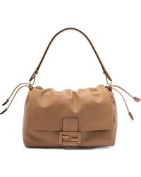 Fendi - Mini Leather Bag With Ff Closure And Drawstring Design (W 31.5 X H 22 X D 12 Cm) - Lyst