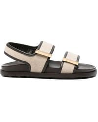 Tod's - Double-Strap Fabric Sandals With Leather Detailing - Lyst