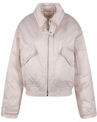 Victoria Beckham - Cotton Satin Padded Bomber Jacket - Lyst