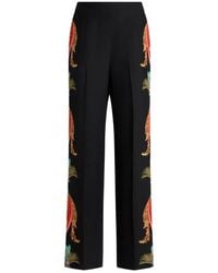 Etro - Palazzo Pants In Silk With Paisley Foliage Print - Lyst