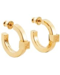 Fendi - Forever Small Hoop Metal Earrings - Lyst