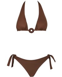 Fisico - Ruffled Triangle Bikini With Ring - Lyst