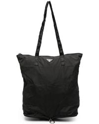 Prada - Nylon Tote Bag With Saffiano Leather Case - Lyst