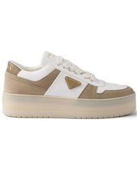 Prada - Downtown Bold Nappa Leather And Suede Sneakers - Lyst