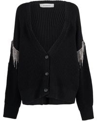 Sportmax - Cardigan In Wool With Removable Sleeves And Strass - Lyst