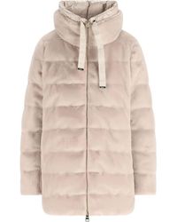 Herno - Faux Fur High Neck Down Jacket - Lyst