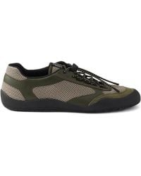 Prada - Speedrock Leather And Mesh Fabric Sneakers - Lyst